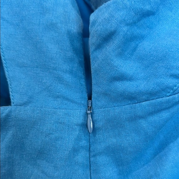 FARM Rio Blue Asymmetrical One Shoulder Linen Blend Jumpsuit Size L - Picture 7 of 16